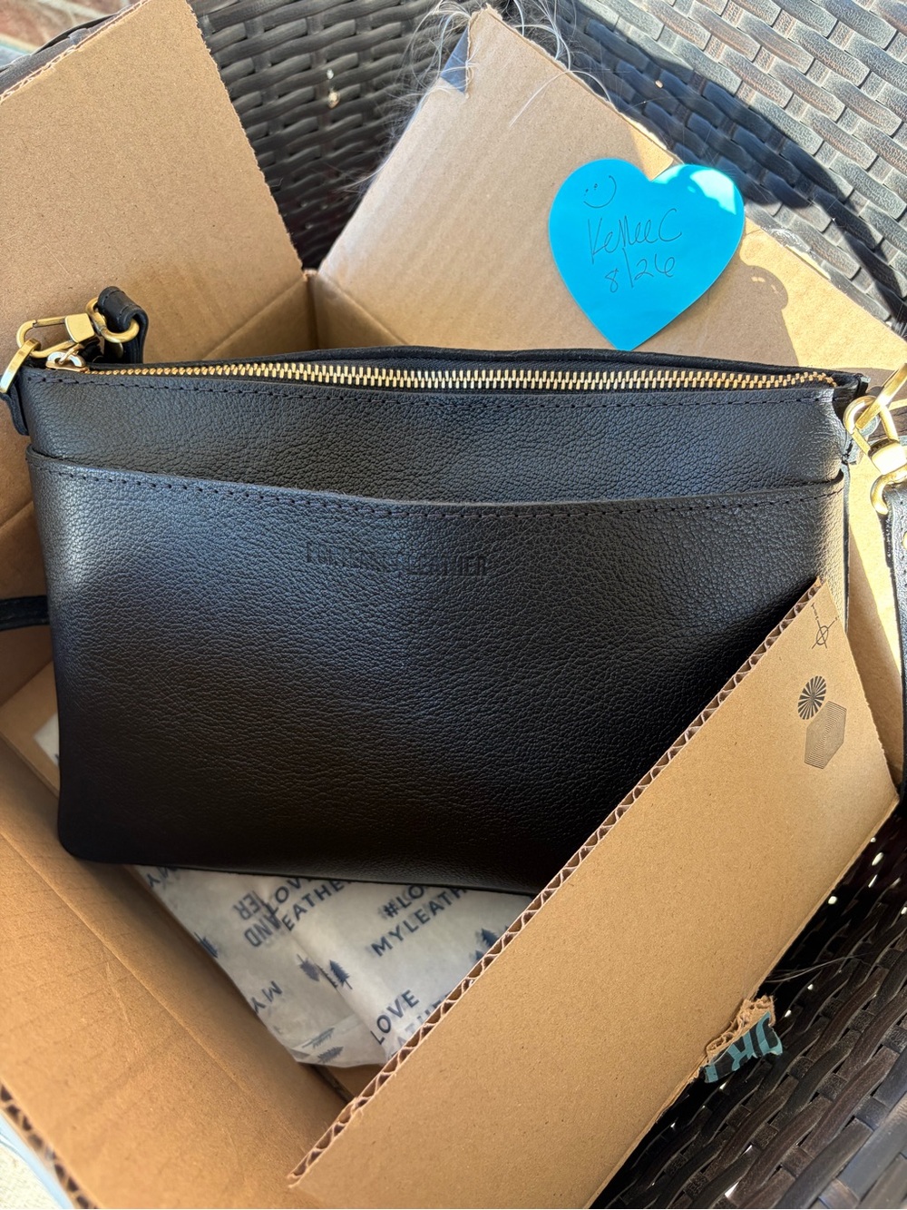 Portland Leather Large Pebbled Black Poppy New